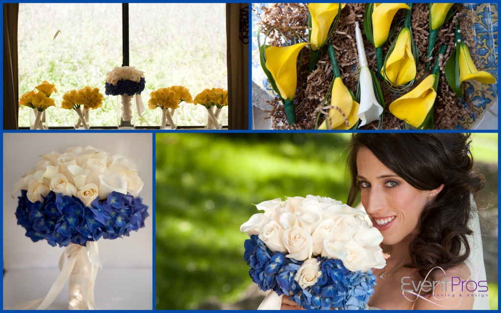 The bride had a passion for all things yellow and royal blue which we made
